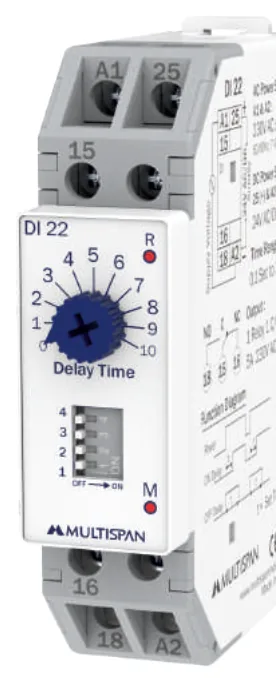 Multispan DI-22 — Multi-range ON-OFF delay timer, seconds to hours