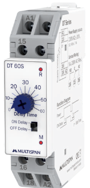 Multispan DT Series DIN-rail analog ON-OFF delay timer (22 Timer Series)
