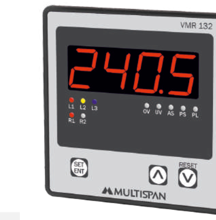 Multispan VMR-132 — 96x96 panel-mount 3-phase protection relay with display