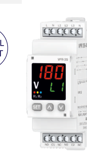 Multispan VPR-35 DIN-rail 3Ø4W/3Ø3W/1Ø2W protection relay with display