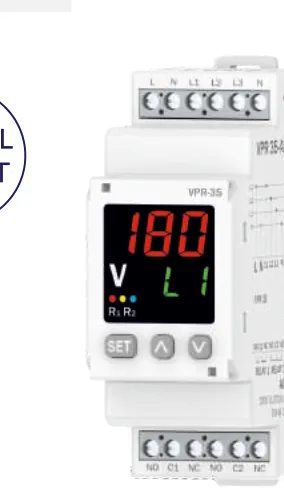 Multispan VPR-35 — DIN-rail 3Ø4W/3Ø3W/1Ø2W protection relay with display