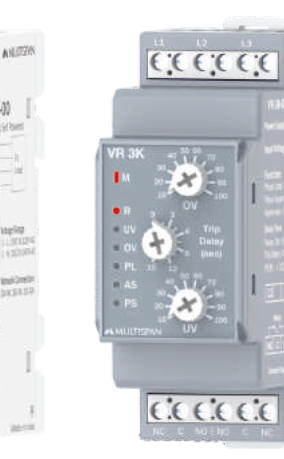 Multispan VR-3K مرحّل حماية جهد على قضيب DIN لنظام 3Ø3W