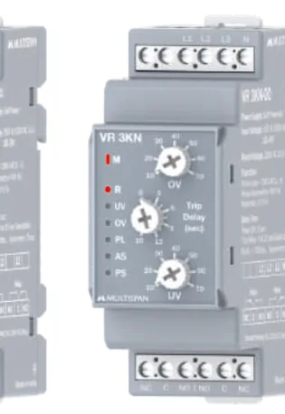Multispan VR-3KN — DIN-rail 3Ø4W voltage protection relay with neutral loss